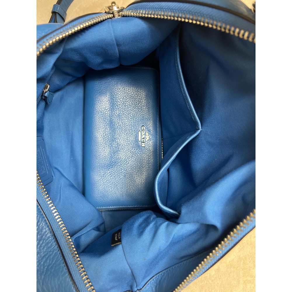 Coach Lenox Satchel & Wallet Set Lapis Blue Pebbled Leather F59325 & F57215 - Picture 9 of 10